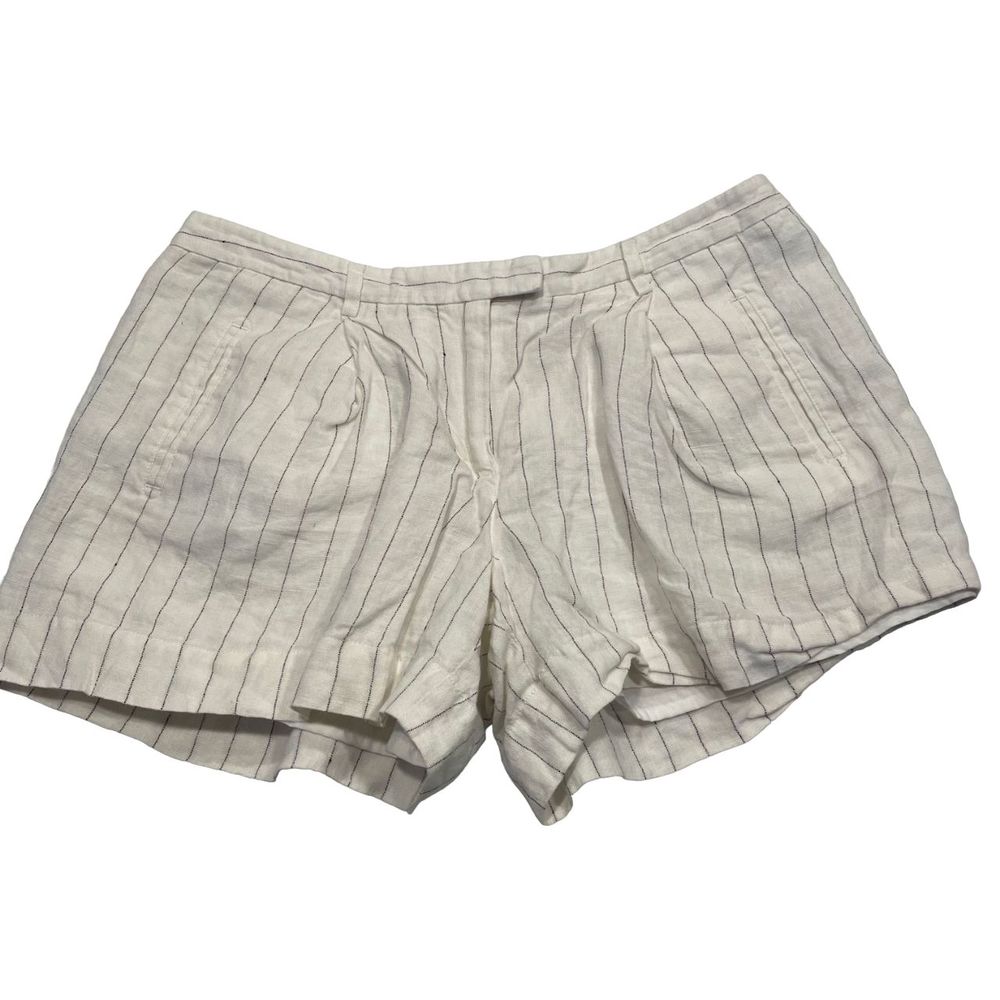 ATM Anthony Thomas Melillo Linen Shorts Womens Size 4 White Stripe Pleated